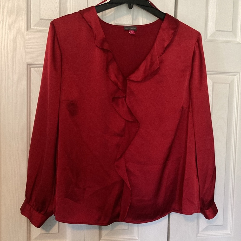 Vince Camuto Ruffle Front Satin Blouse